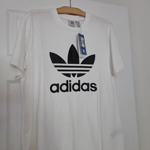 Adidas White and Black Short Sleeve Tee